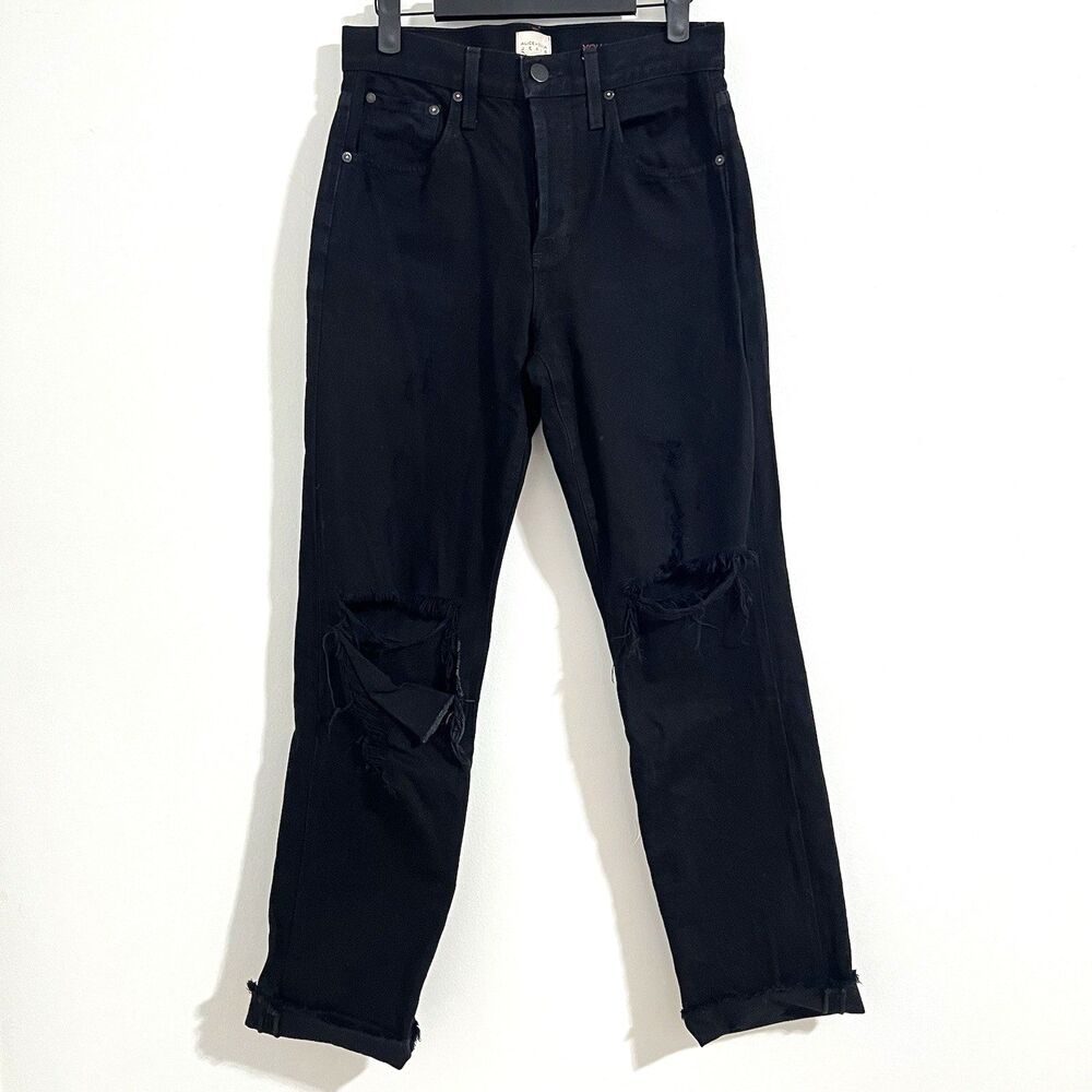 Alice + Olivia Jeans Size 25 Amazing High Rise Boyfriend Button Fly Distressed